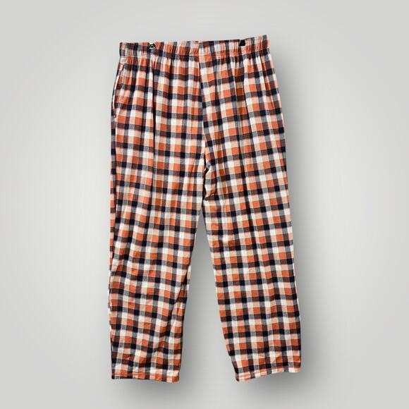 Cuddle Duds Men's Pajama Pants, Size XL. Cozy Plaid, Orange & Blue - Picture 2 of 7